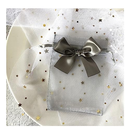 Yurosiay 30 Stück Organzasäckchen Bunt Organzabeutel Mit Satin Schleifen Organzasäckchen Mit Kordelzug Geschenksäckchen Organza Schmuckbeutel Organza Organzabeutel Hochzeit Grau 10×15cm von Yurosiay