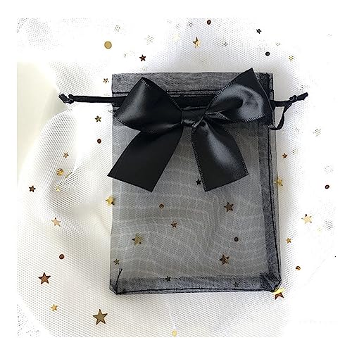 Yurosiay 30 Stück Organzasäckchen Bunt Organzabeutel Mit Satin Schleifen Organzasäckchen Mit Kordelzug Geschenksäckchen Organza Schmuckbeutel Organza Organzabeutel Hochzeit Schwarz 2# 13×18cm von Yurosiay
