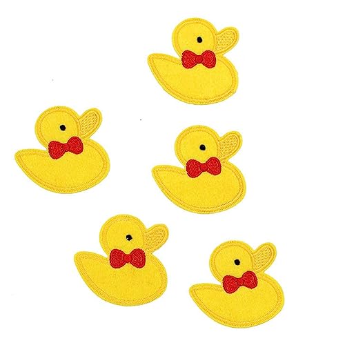 Yurosiay 5 Stück Kleine Gelb Ente Patches zum Aufbügeln Niedliche Ente Stickerei Aufnäher Mini Ente Bügelbilder Stickerei Applikation Patch Aufnäher für Jeans Hosen Jacken Taschen 6.5×6.8cm von Yurosiay