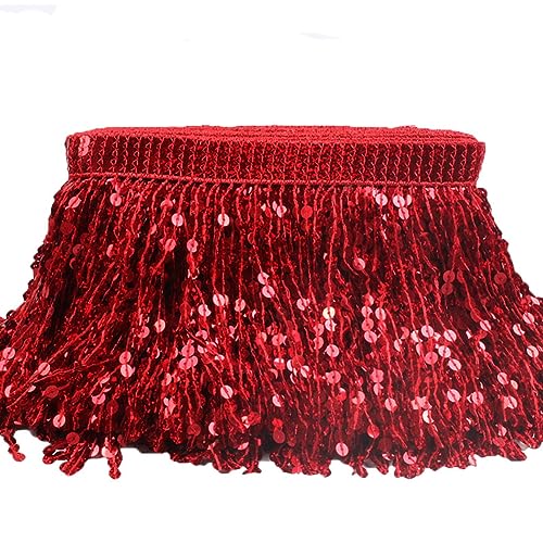 Yurosiay 5 Yard Pailletten Fransen Borte 16cm Dichter Paillettenbesatz Funkelnde Laserpailletten Schnittfranse Fransenbordüre Glitzer Fransenband Tanzfransen Fransenborte zum Nähen Rot Yurosiay 5 Yard Pailletten Fransen Borte 16cm Dichter Paillettenbesatz Funkelnde Laserpailletten Schnittfranse Fransenbordüre Glitzer Fransenband Tanzfransen Fransenborte zum Nähen Rot von Yurosiay