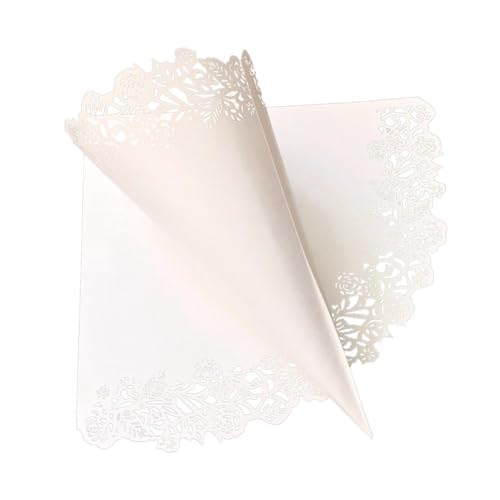 Yurosiay 50 Stück Hochzeit Konfetti Kegel Romantisch Hohles Rosen Kraftpapier Kegel Vintage Kegel für Hochzeit Konfetti Reis Mit Doppelseitiges Klebeband Konfetti Kegel für Bankett Party Weiße von Yurosiay