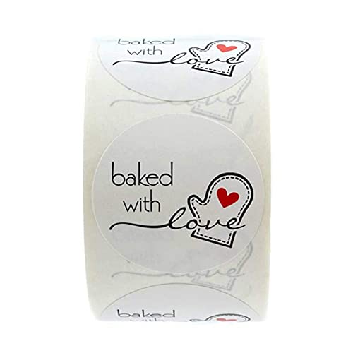 Yurosiay 500 Stück 2.5cm Rund Backen Sticker Personalisierte Handmade Label Aufkleber Etiketten Backen Geschenkaufkleber Selbstklebend Aufkleber für Geschenktüten Hochzeit Weihnachten Weiße von Yurosiay