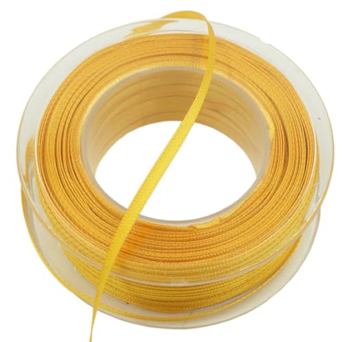 Yurosiay 50m Satinband 3mm Breite Bunt Dekoband Satin Doppelsatinband Schmal Satin Geschenkband Schleifenband Hochzeit Stoffband Deko DIY Satin Bänder für Luftballons Blumenstrauß Party Gelb von Yurosiay