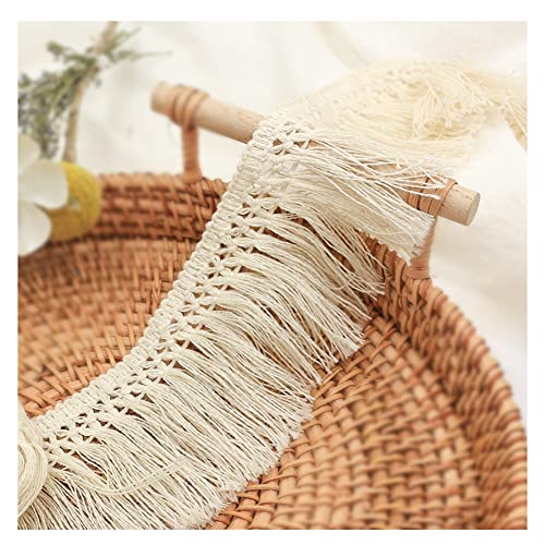 Yurosiay 5m×6cm Baumwolle Fransenborte Vintage Häkel Quastenborte Breit Fransenband zum Nähen Fransen Dekoband DIY Fransenbesatz Quasten Bordüre für Kleidung Vorhänge NäHen Zubehör Beige von Yurosiay