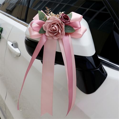 Yurosiay Autoschleifen Antennenschleifen Hochzeit Deko Rückspiegel Türgriff Dekoration Hochzeitsauto Handgemacht Schleifen Schleifen Hochzeit Deko Vintage Hochzeits-Stuhl-Rücken-Blumen #2 2 Stück von Yurosiay