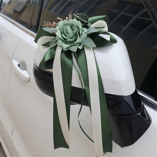 Yurosiay Autoschleifen Antennenschleifen Hochzeit Deko Rückspiegel Türgriff Dekoration Hochzeitsauto Handgemacht Schleifen Schleifen Hochzeit Deko Vintage Hochzeits-Stuhl-Rücken-Blumen #3 4 Stück von Yurosiay