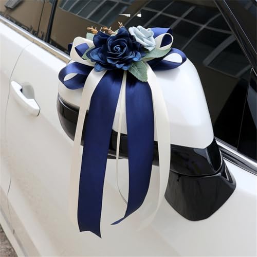 Yurosiay Autoschleifen Antennenschleifen Hochzeit Deko Rückspiegel Türgriff Dekoration Hochzeitsauto Handgemacht Schleifen Schleifen Hochzeit Deko Vintage Hochzeits-Stuhl-Rücken-Blumen #4 2 Stück von Yurosiay