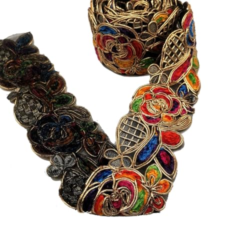 Yurosiay Blumen Besticktes Band 8cm Breite Jacquard Band Vintage Ethnischer Stickerei Spitzenborte Bunt Blumen Goldranke Spitzenbordüre Spitzenband zum nähen Gewebte Borte für DIY Nähen 2 Yard Yurosiay Blumen Besticktes Band 8cm Breite Jacquard Band Vintage Ethnischer Stickerei Spitzenborte Bunt Blumen Goldranke Spitzenbordüre Spitzenband zum nähen Gewebte Borte für DIY Nähen 2 Yard von Yurosiay