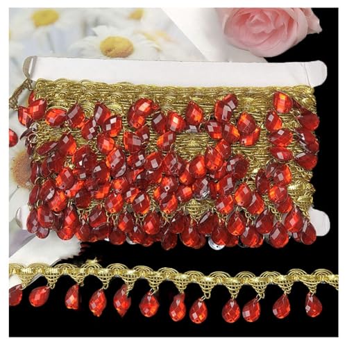 Yurosiay Bunt Perlen Fransenborte 5Yard×3.5cm Glitzer Perlen Strass Fransenbesatz Geflochtene Hängende Acryl Perlen Quastenbesatz Vintage Bauchtanz Quaste Borte Tanzfransen Nähen Rot Yurosiay Bunt Perlen Fransenborte 5Yard×3.5cm Glitzer Perlen Strass Fransenbesatz Geflochtene Hängende Acryl Perlen Quastenbesatz Vintage Bauchtanz Quaste Borte Tanzfransen Nähen Rot von Yurosiay