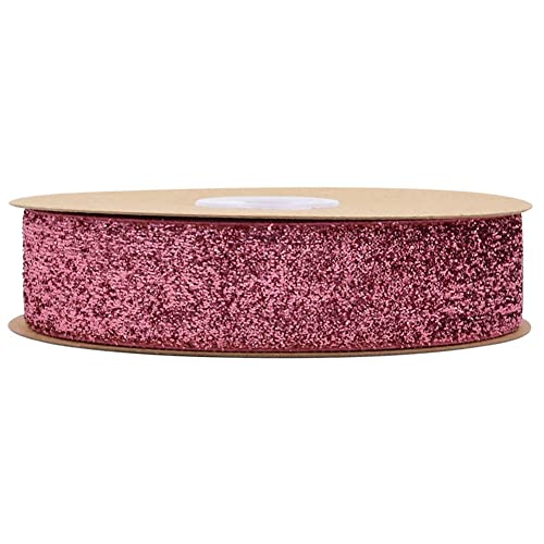 Yurosiay Glitzer Samtband 10m×25mm Dekoband Samt Bunt Einseitiges Glitzer Samtbänder Unelastisches Samt Schleifenband Geschenkband Glitzer Zierband für DIY Basteln Verpackung Hochzeit Dunkelpink von Yurosiay