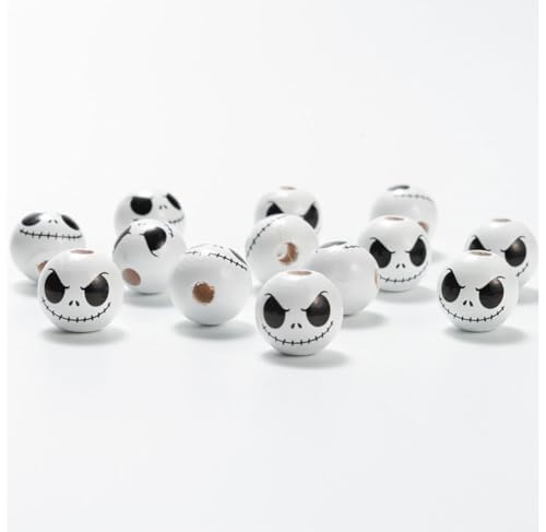 Yurosiay Halloween-Horror-Holzperlen mit Totenkopf-Hexen- und Spinnennetz-Motiven Kreative runde Perlen für Die Herstellung von DIY-Schmuckarmbändern und -Halsketten Weiß 16 mm 50Ppcs Yurosiay Halloween-Horror-Holzperlen mit Totenkopf-Hexen- und Spinnennetz-Motiven Kreative runde Perlen für Die Herstellung von DIY-Schmuckarmbändern und -Halsketten Weiß 16 mm 50Ppcs von Yurosiay