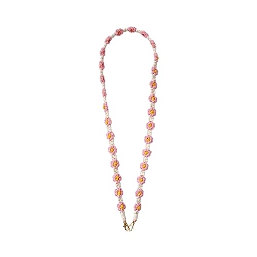 Yurosiay Handykette Umhängeband Gänseblümchen Handyband Lanyards Gewebt Boho Universelles Schlüsselband Handy Trageband für alle Smartphones Ersatz für Taschenhenkel Taschenriemen Taschenkette Rosa von Yurosiay