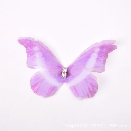 Yurosiay Künstliche Schmetterlinge Nähen Applikationen Bestickt Doppelschicht Organza Schmetterling Aufnäher Patches für DIY Handwerk Kleid Kleidung Gardine Tischtuch Taschen Schal 61# 100 Stück von Yurosiay