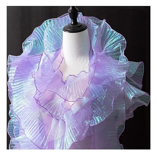 Yurosiay Plissee Organza Borte 12cm Breite Organza Rüschenborte Rüschenbesatz Plissee Organza Spitzenstoff Bunt Bordüre Organza Rüschen Organza Spitzenborte für Nähen Kleid Lila 1# 10 Yard von Yurosiay