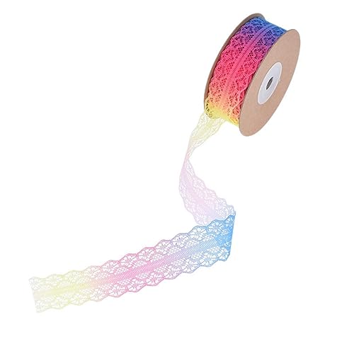 Yurosiay Regenbogen Spitzenband Nichtelastische Bunt Spitzenborte Farbverlauf Regenbogen Spitzen Schleifenband Geschenkband Dekoband Spitzen für Nähen Brautsträuße Geschenk 20 Yard×2.5cm 1# von Yurosiay