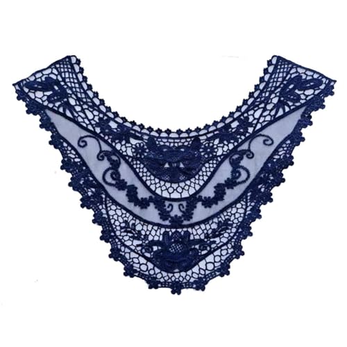 Yurosiay Spitzenkragen Applikation 1 Stück Blumen Stickerei Spitzen Patches Einsatzkragen Bestickte Spitze Applikation Häkelspitze Ausschnitt Applikation Kragen Spitze für Kleid Nähen Blau von Yurosiay