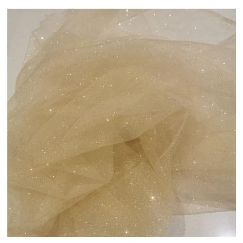 Yurosiay Tüllstoff Pailletten 500×150cm Glitzer Tüllstoff Meterware Sparkly Stoff Tüll Dekostoff Glitzernder Netzstoff Transparent Organza Stoff Glitzer Tüll für Kleid Nähen Handwerk Gold von Yurosiay