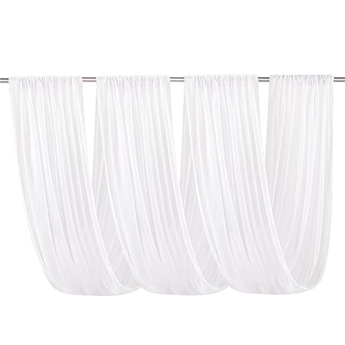 Yurosiay Tüllstoff Raumdekoration Raumbanner Hochzeits Chiffon-Vorhang Traubogen Chiffon-Stoff Hochzeits-Hintergrund für Party Geschenke Deko Basteln Fotografie-Hintergrund Hellbeige 150x600cm von Yurosiay
