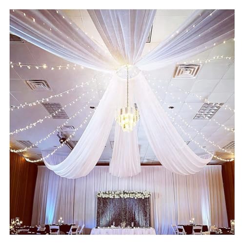 Yurosiay Tüllstoff Raumdekoration Raumbanner Hochzeits Chiffon-Vorhang Traubogen Chiffon-Stoff Hochzeits-Hintergrund für Party Geschenke Deko Basteln Fotografie-Hintergrund Weiß 150x300cm von Yurosiay