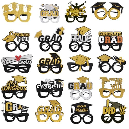 Yurosuis Requisiten für die Abschlussfotobox - 20 Stücke Lustige Party Selfie-Deko für Abschlussfeier - Pappbrillen Fasching Partybedarf für Kinder Mädchen Yurosuis Requisiten für die Abschlussfotobox - 20 Stücke Lustige Party Selfie-Deko für Abschlussfeier - Pappbrillen Fasching Partybedarf für Kinder Mädchen von Yurosuis