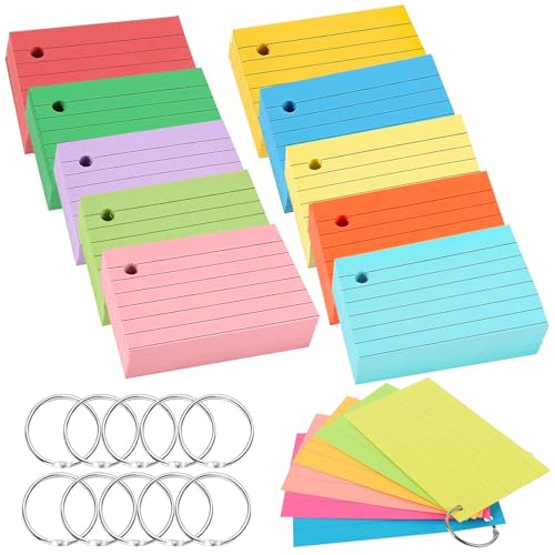 1000 Stücke Karteikarten A8, Linierte Karteikarte, 74x51mm Zweiseitig Karteikarten Liniert Flash Cards Vokabelkarten Bunt mit 10 Binderinge für Unterwegs Lernen Notizen Schule Büro Zuhause(10 Farben) 1000 Stücke Karteikarten A8, Linierte Karteikarte, 74x51mm Zweiseitig Karteikarten Liniert Flash Cards Vokabelkarten Bunt mit 10 Binderinge für Unterwegs Lernen Notizen Schule Büro Zuhause(10 Farben) von YushengTai