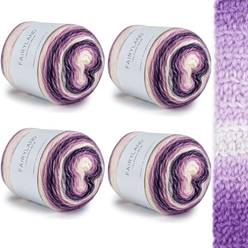 Farbverlaufsgarn 400g - 4x100g Mehrfarbiges Häkelgarn & Strickgarn aus Weicher Baumwollmischung (60% Baumwolle) - Gradient Wolle für Pullover, Schal, Mützen, Decken & Handarbeiten - Makramee Garn von YushengTai