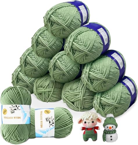 YushengTai Grün Wolle zum Häkeln, 12 x 50g Häkel Wolle 5 Aktien Wolle Dick 2.5mm, Wolle zum Stricken Zum Häkeln von Mützen, Schals, Socken, Taschen, Babydecken, Kissen von YushengTai