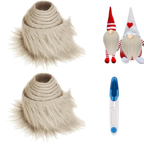 YushengTai Kunstfell zum Basteln, 2 Stücke Furry Therian 5x150cm, Fell zum Basteln mit Blauer Schere, Kunstfell Meterware für DIY, Kostüme, Partydekorationen (Khaki) von YushengTai