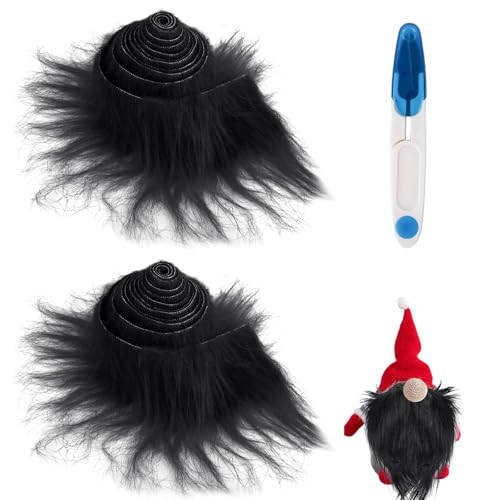 YushengTai Kunstfell zum Basteln, 2 Stücke Furry Therian 5x150cm, Fell zum Basteln mit Blauer Schere, Kunstfell Meterware für DIY, Kostüme, Partydekorationen (Schwarz) von YushengTai