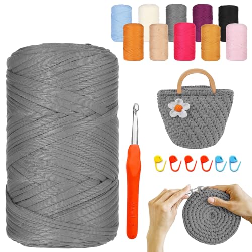 YushengTai Textilgarn, 400G/120M Textilgarn zum Häkeln Mit 9,0 mm Häkelnadel, T-shirt Garn, Häkelgarn Tshirt Garn Für Taschen, Körbe, Decken, Heimdekoration YushengTai Textilgarn, 400G/120M Textilgarn zum Häkeln Mit 9,0 mm Häkelnadel, T-shirt Garn, Häkelgarn Tshirt Garn Für Taschen, Körbe, Decken, Heimdekoration von YushengTai