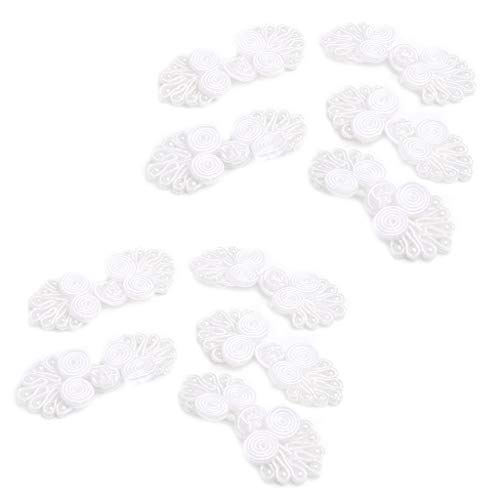 Yushu 10 Paar Chinesische Froschknöpfe, Polypropylen, Blattform, Datumsrot, Rosa, Gelb, Beige, Hellbraun, Königsblau, Marineblau, Schwarz von Yushu