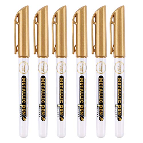 Yushu 6 Stück Gold Silber Epoxidharz Zeichenstift Gold Blatt Punkt Stift Marker Acrylfarbe Highlights Metallic Permanent Marker Paint Pen für Glas Stein Holz Yushu 6 Stück Gold Silber Epoxidharz Zeichenstift Gold Blatt Punkt Stift Marker Acrylfarbe Highlights Metallic Permanent Marker Paint Pen für Glas Stein Holz von Yushu