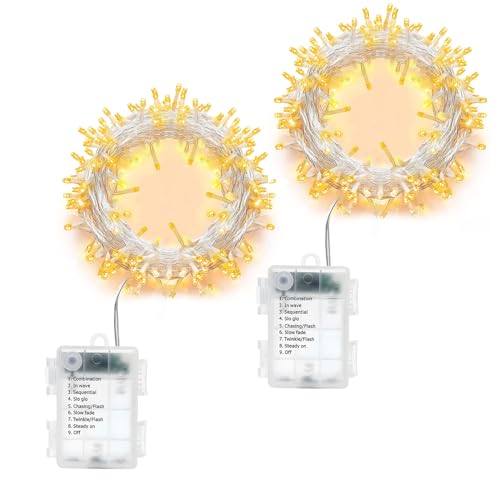 Yusinjoy Lichterkette Batterie mit Timer 2 Stück 10m 100LEDs Außen Lichterkette Batteriebetrieben mit 8 Modi, Innen Lichterkette mit Akku für Weihnachten Garten Balkon Hochzeit Deko DIY, Warmweiß Yusinjoy Lichterkette Batterie mit Timer 2 Stück 10m 100LEDs Außen Lichterkette Batteriebetrieben mit 8 Modi, Innen Lichterkette mit Akku für Weihnachten Garten Balkon Hochzeit Deko DIY, Warmweiß von Yusinjoy