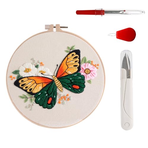 Yutaohui Butterly Stickset, Stickset Tiermuster für Anfänger, Starterset, Kreuzstich-Sets für Erwachsene mit Stickrahmen (colofulbutterfly2) von Yutaohui