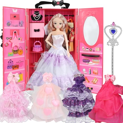Yutoy Puppe Kleiderschrank Puppe und Kleidung für 11,5 Zoll Mädchen Puppen Dress Up Kit - Rot Schrank Yutoy Puppe Kleiderschrank Puppe und Kleidung für 11,5 Zoll Mädchen Puppen Dress Up Kit - Rot Schrank von Yutoy