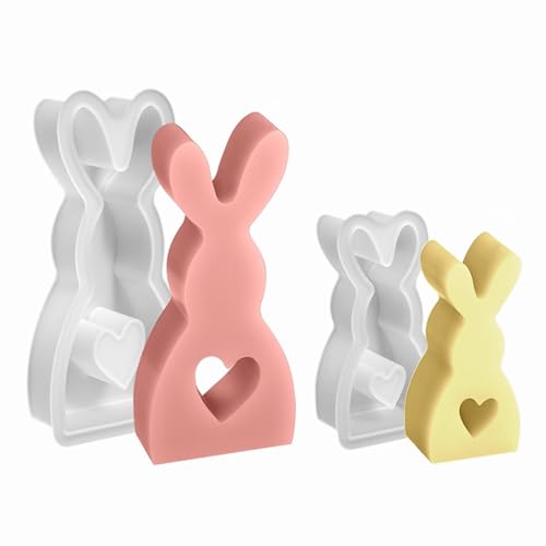 2 Stück Ostern Kaninchen Silikonformen Gießformen, 3D Hasenform für Ostern, Ostern Hase Backform, Osterhase Silikonform for Gips, DIY Hasenform für Ostern, Ostergeschenke (A) von YuuFcy