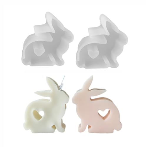 2 Stück Ostern Kaninchen Silikonformen Gießformen, 3D Hasenform für Ostern, Ostern Hase Backform, Osterhase Silikonform for Gips, DIY Hasenform für Ostern, Ostergeschenke (D) von YuuFcy