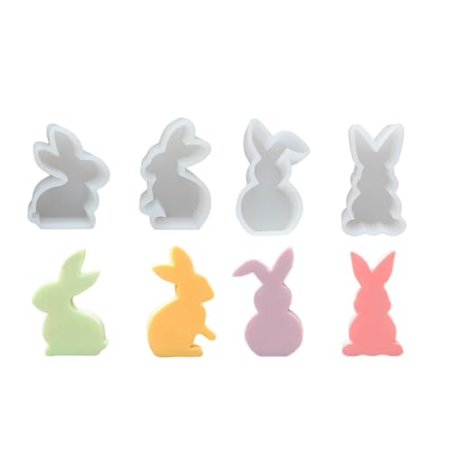 4 Stück Ostern Kaninchen Silikonformen Gießformen, 3D Hasenform für Ostern, Ostern Hase Backform, Osterhase Silikonform for Gips, DIY Hasenform für Ostern, Ostergeschenke (B+C) von YuuFcy