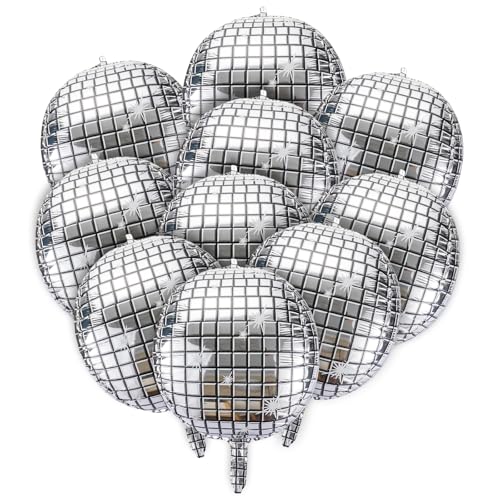 10 Stück 22 Zoll Discokugel Deko, Glänzende 4D Party Deko Dekorationen für 70er Jahre Mottoparty, Spiegeloptik Partydekorationen Party Zubehör für Tanzfläche, Disco Thema Geburtstag Hochzeit Silvester von Yuuchoringee