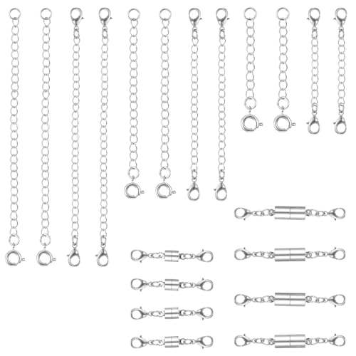 20 Stück Halskettenverlängerungen für Damen, Kettenverlängerungen für Halsketten, Magnetverschlüsse für Schmuckverlängerung, Halskettenverschlüsse und Verschlüsse zur Schmuckherstellung (Silber) 20 Stück Halskettenverlängerungen für Damen, Kettenverlängerungen für Halsketten, Magnetverschlüsse für Schmuckverlängerung, Halskettenverschlüsse und Verschlüsse zur Schmuckherstellung (Silber) von Yuuchoringee