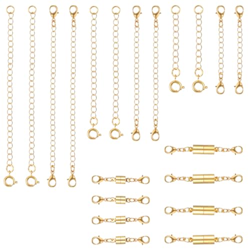 20 Stück Halskettenverlängerungen für Damen, Kettenverlängerungen für Halsketten, Magnetverschlüsse für Schmuckverlängerung, Halskettenverschlüsse und Verschlüsse zur Schmuckherstellung (Gold) 20 Stück Halskettenverlängerungen für Damen, Kettenverlängerungen für Halsketten, Magnetverschlüsse für Schmuckverlängerung, Halskettenverschlüsse und Verschlüsse zur Schmuckherstellung (Gold) von Yuuchoringee