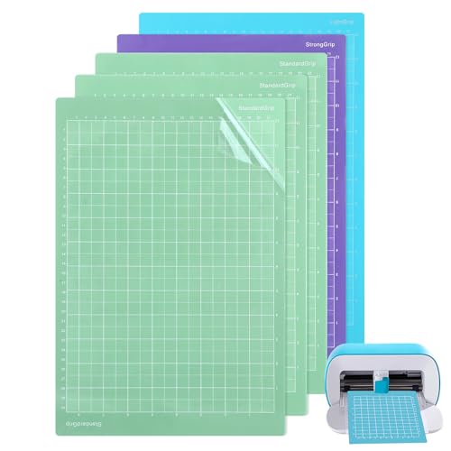 5 Stück Schneidematte für Cricut Joy Xtra Schneidematte Plotter Ersatz Klebrige Cutting Mat Selbstklebende Bastelmatten Rutschfest für Plotter und Basteln (1 LightGrip+3 StandardGrip+1 StrongGrip) von Yuuchoringee