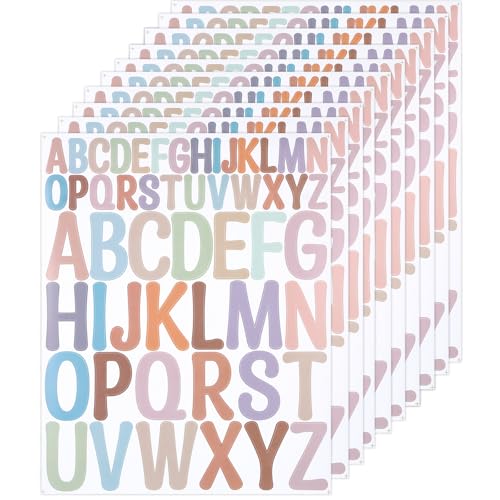 520 Stück/10 Bögen Buchstaben Aufkleber Groß Morandi Farben, Klebebuchstaben Wetterfest Groß ABC Selbstklebende Buchstaben Sticker 2.5-5cm zum Basteln und Dekorieren, für Schultüte und Schulprojekte von Yuuchoringee