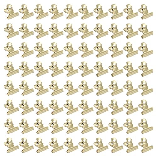 80 Stück Binder Clips Büroklammern Gold 22mm, Kleine Klammern für Tüten, Bulldog Clips Metall Briefklemmer, Mini Papierklammern Metallklammern Fotoklammern für Fotos, Zeichnungen, Büro und Zuhause von Yuuchoringee