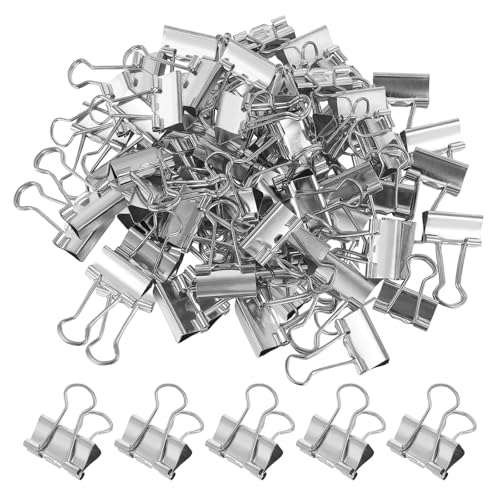 80 Stück Foldback Klammern Metall Binder Clips Büroklammern Silber Büromaterial Metallklammern Ideal für Dokumente und Akten, Kleine Klammern für Tüten Organisation von Unterlagen Notizen und Fotos von Yuuchoringee