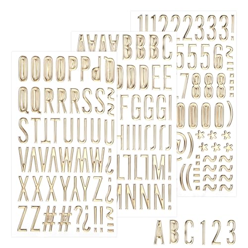 Buchstaben Aufkleber Zahlen Gold 3 Blatt, Selbstklebende 3D-Effekt Schlagbuchstaben Buchstaben Aufkleber, Sticker für DIY Scrapbooking, Fotoalben, Grußkarten, Bastelprojekte und Geschenkverpackung Buchstaben Aufkleber Zahlen Gold 3 Blatt, Selbstklebende 3D-Effekt Schlagbuchstaben Buchstaben Aufkleber, Sticker für DIY Scrapbooking, Fotoalben, Grußkarten, Bastelprojekte und Geschenkverpackung von Yuuchoringee