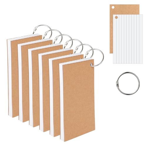 Karteikarten A6 Liniert Weiß, 300 Blatt Karteikarten mit Ring, Vokabelkarten Lernkarten Liniert Lernen Zubehör, Notizblöcke mit Ringösen, Studienkarten Flashcards für Vokabeln Lernen Schule Büro von Yuuchoringee
