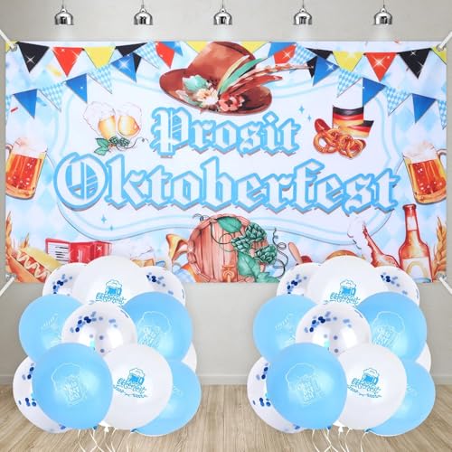 Oktoberfest Deko Set Blau Weiss Oktoberfest Banner 180×110 cm, Großes Bayrische Deko Willkommen Hintergrund Banner und 18 Stück Dekoration Weiß Blau für Bayrische Party Deko Oktoberfest Deko Set Blau Weiss Oktoberfest Banner 180×110 cm, Großes Bayrische Deko Willkommen Hintergrund Banner und 18 Stück Dekoration Weiß Blau für Bayrische Party Deko von Yuuchoringee
