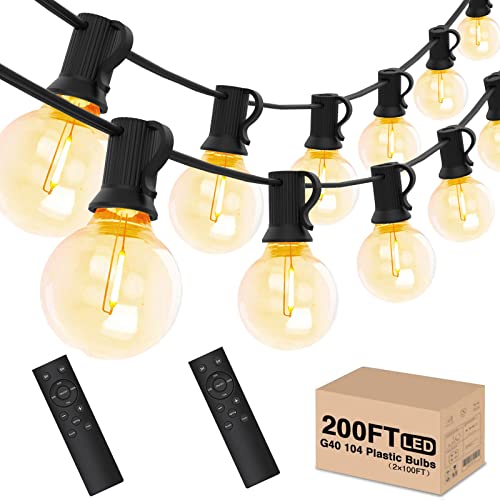 Yuucio 60M Lichterkette Außen Dimmbar, LED G40 Outdoor Lichterkette mit Fernbedienung, 100+4 Plastikbirne Wasserdicht Hängende Glühbirnen Lights für Terrasse, Garten, Party Warmweiß Yuucio 60M Lichterkette Außen Dimmbar, LED G40 Outdoor Lichterkette mit Fernbedienung, 100+4 Plastikbirne Wasserdicht Hängende Glühbirnen Lights für Terrasse, Garten, Party Warmweiß von Yuucio
