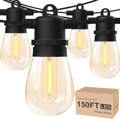 Yuucio Lichterkette Außen 45M, LED Lichterkette Outdoor, Wasserdicht IP65, 45+3 S14 Plastik Birne Lichterketten Glühbirnen für Aussen Garten Terrasse Party Hochzeit, 2700K Warmweiß von Yuucio